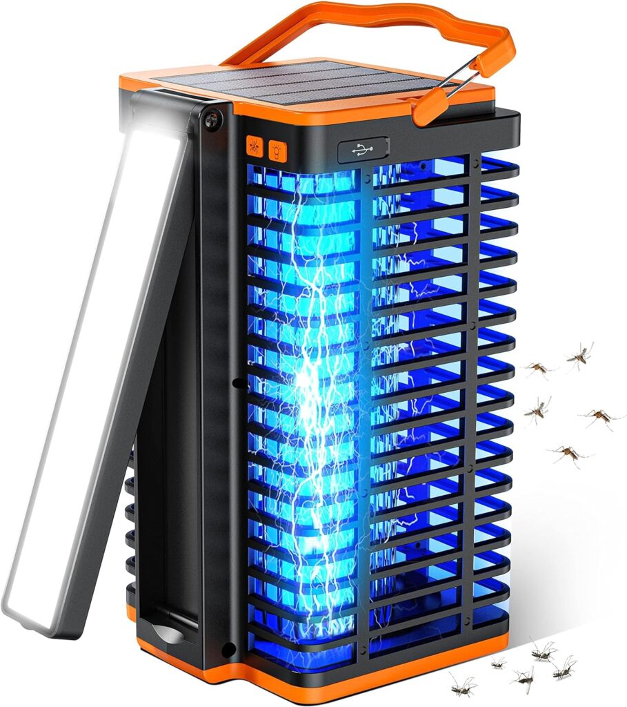 Solar Bug Zapper for Outdoor Indoor, Cordless Rechargeable Mosquito Zapper with Reading Lamp, 4200V High Powered Mosquito Killer Insect Fly Trap 4000mAh Battery for Home, Patio, Camping Black Solar Bug Zapper for Outdoor Indoor, Cordless Rechargeable Mosquito Zapper with Reading Lamp, 4200V High Powered Mosquito Killer Insect Fly Trap 4000mAh Battery for Home, Patio, Camping Black